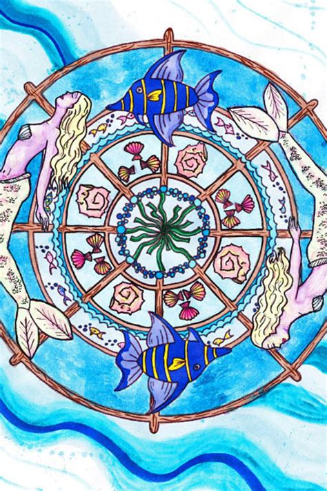 adult coloring page mermaid mandala etsy