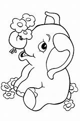 Coloring Baby Pages Elephant Kids Color Print Animals Elephants Cute sketch template