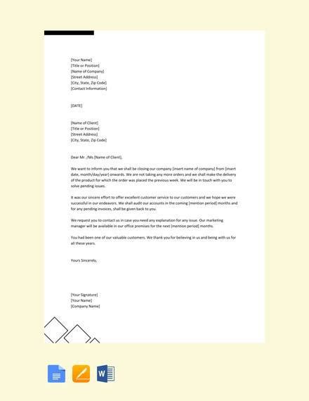 sample closing business letter templates    account