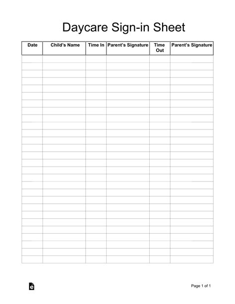 daycare  printable sign    sheets   printable daycare forms offered