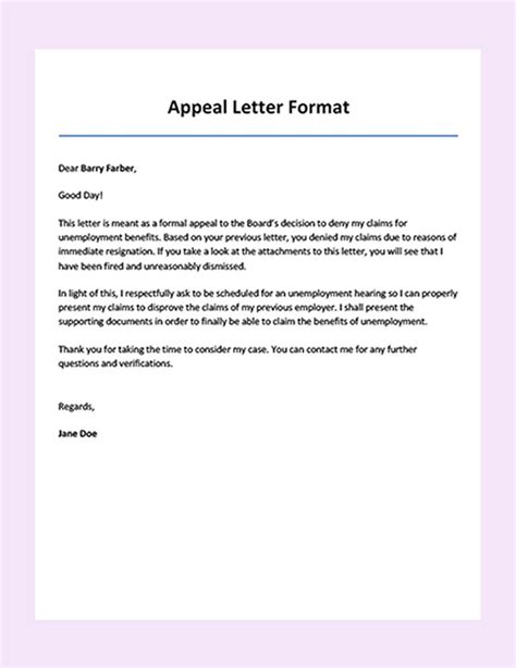 appeal letter format template google docs word templatenet