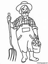 Farmer Coloring Pages Farm Printable Drawing Market Color Dell Equipment Line Profession Animals Children Print Getcolorings Professions sketch template