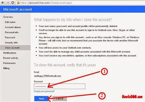 delete  hotmail email account permanently step  step tutorials