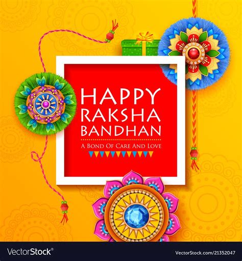 greeting card  decorative rakhi  raksha vector image happy