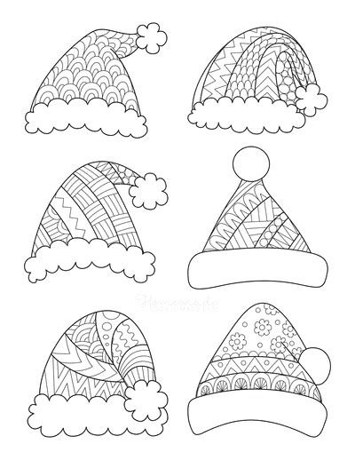 santa hats coloring pages
