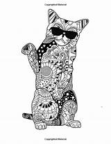 Coloring Adult Cats Pages Cat Colouring Mindfulness Book Fancy Books Animal Animals Creative Printable Blank Mandala Relaxation Zentangles Chat Dog sketch template