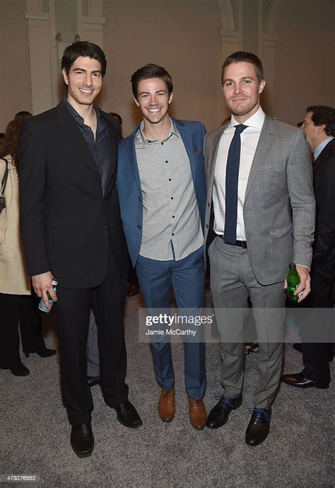 Actors Brandon Routh Grant Gustin And Stephen Amell Attend The Cw