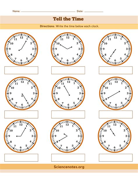 time worksheets