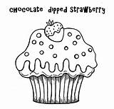 Cake Chocolate Coloring Pages Strawberry Cup Dipped Netart Birthday sketch template