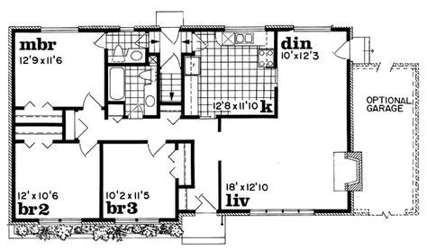 ranch style house plan    bed  bath  car garage house plans small house plans