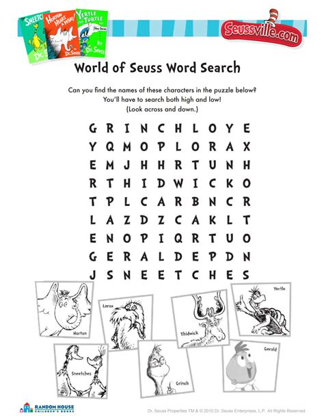 dr seuss word search  printable printable form templates  letter