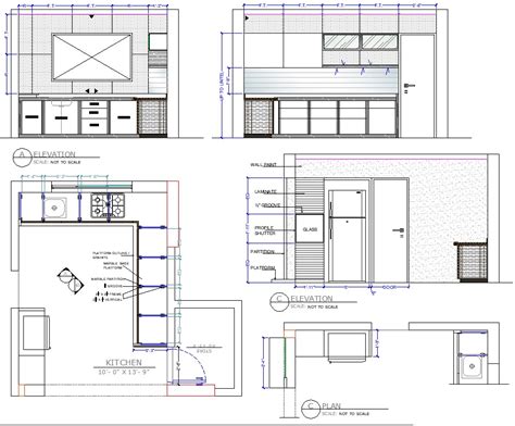 ftxft modular kitchen design architecture cad drawing cadbull