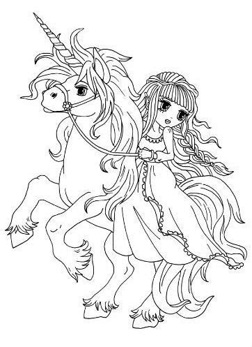 unicorn anime girls coloring pages