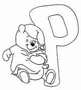 Pooh Winnie Alphabet Coloring Letters Pages Disney Abc sketch template