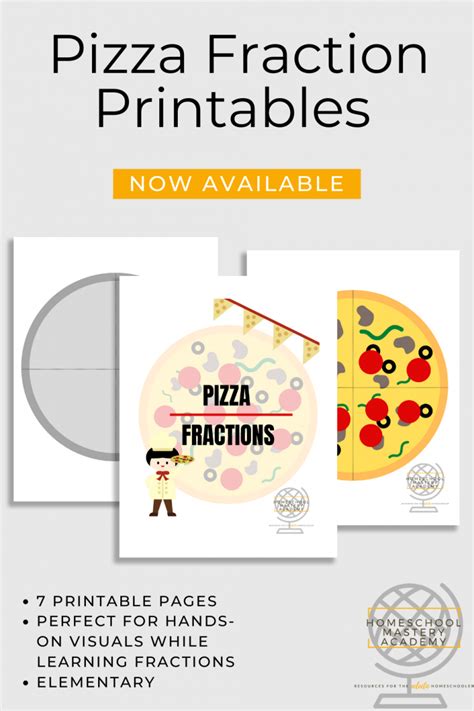 pizza fraction printables  elementary hands