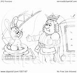 Rabbit Coloring King Talking Outline Illustration Royalty Clip Bannykh Alex Clipart sketch template