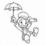 Cricket Jiminy Coloring Umbrella Disney Pages Holding Disimpan Dari Kids sketch template