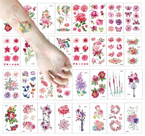 buy 32 sheets watercolor flowers temporary tattoos stickers roses
