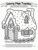 Coloring Gingerbread House Christmas Library Clipart Tuesday sketch template