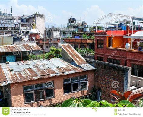 kathmandu roofs  houses  thamel editorial image image  capital place