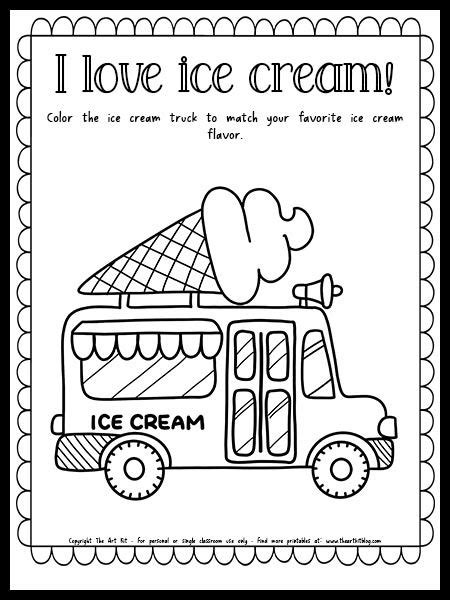 cute ice cream truck coloring page  printable ice cream crafts