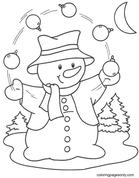 funny snowman coloring page  printable coloring pages