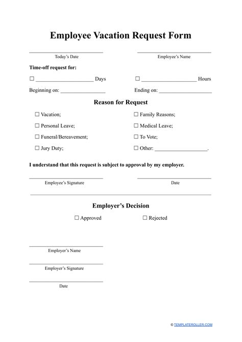 vacation request form fill  sign