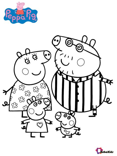 peppa pig family coloring page bubakidscom
