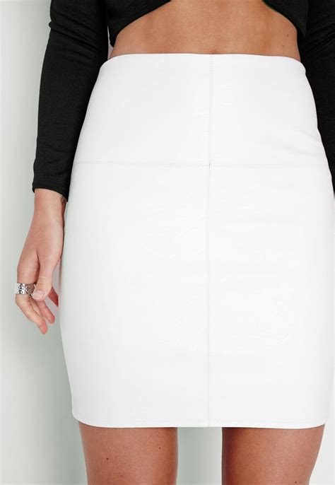 Missguided Faux Leather Mini Skirt White Lyst