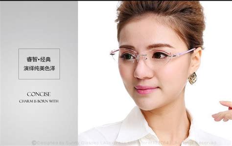 New Fashion Brand Designer Eyeglasses Rimless Women