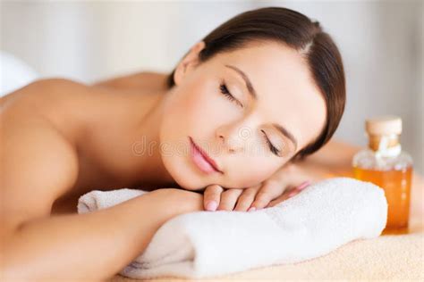 happy woman  spa salon stock image image  moisturizing