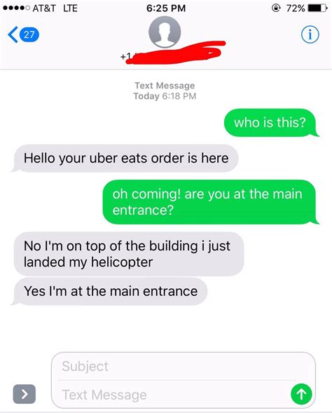 an uber eats delivery guy sent this woman a smart ass response and