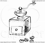 Coffee Clipart Grinder Beans Sketched Illustration Vintage Vector Royalty Seamartini Tradition Sm Graphics sketch template