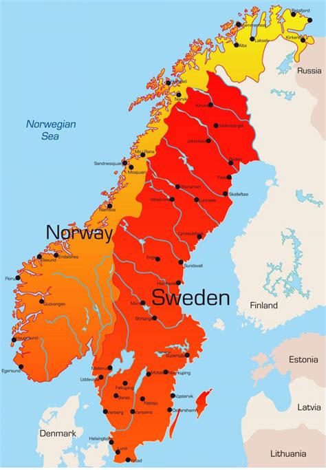 ruotsi kartta kaupungit kartta ruotsin kaupungeissa pohjois eurooppa