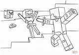 Minecraft Pages Coloring Skeleton Steve Vs sketch template