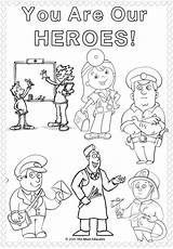 Workers Sheets Thank Coloring Key Colouring Pages Sheet Color Heroes Preschool Worker Activities Kids Hero Nurses Learning Children Made Choose sketch template