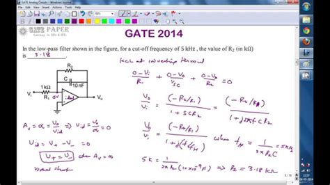 Gate 2014 Ece Op Amp Low Pass Filter With Cutoff Frequency Of 5 Khz