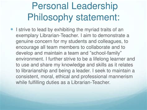 personal leadership philosophy powerpoint