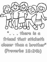Coloring Pages Friendship Proverbs Friend Bible Friends Jesus Verses Color 18 Clipart Children Brother Closer Than Together Childrens There Chapel sketch template