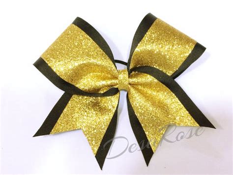 Black And Gold Glitter Cheer Bow Sports Bow Etsy Glitter Cheer Bow