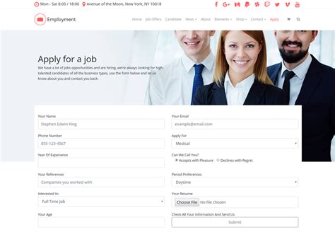 apply   job form employment wordpress theme uplabs