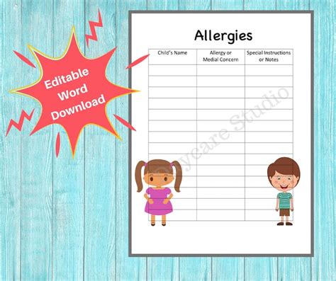 printable allergy card template printable world holiday