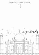 Eid Mubarak Card Colouring Cards Coloring Ramadan Pages Template Crafts Greeting Al Happy Fitr Mosque Activityvillage Printable Kids Color Activities sketch template