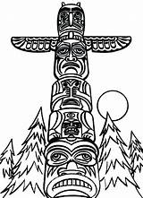Totem Pole Coloring Poles Drawing Pages Native American Eagle Wolf Outline Clipart Cartoon Monumental Tattoo Line Cliparts Beaver Template Kids sketch template
