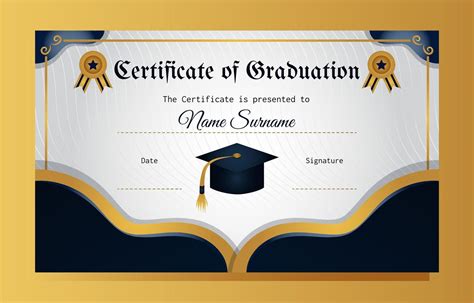 elegant blue  gold certificate  graduation template graduation