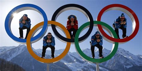 athletes in sochi are taking some cool photos with the olympic rings business insider