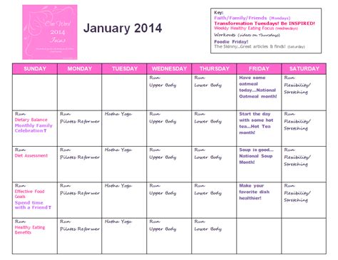january healthy living calendar real into healthy