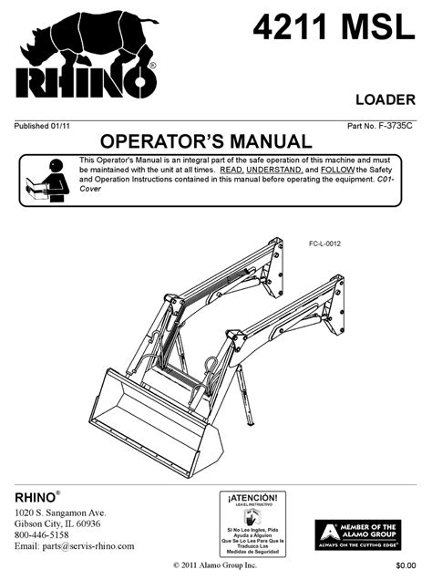 rhino loader  msl operators manual   manualslib