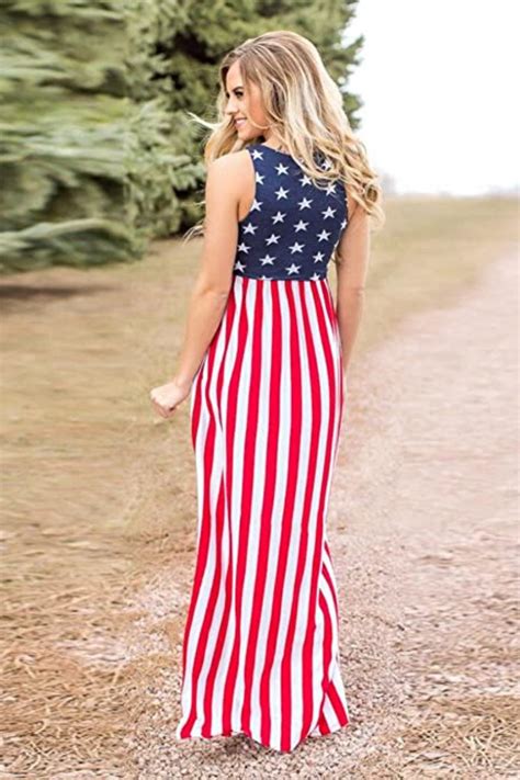 4th Of July Outfit Ideas For Women Maxi Dresses Casual Patriotic