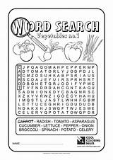 Word Search Vegetables Coloring Pages Cool Fruits Kids Print sketch template